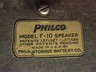 Model F-10 Speaker - Model F-10 speaker, label. Image courtesy of Jim Viglas.